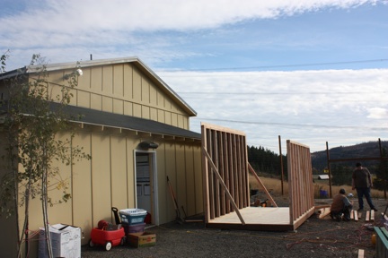 Jim and Brian constructing new shed