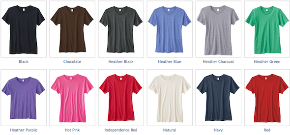 t-shirt colors