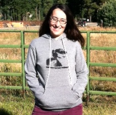 Sarah wearing Negra hoodie