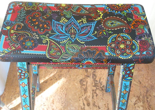 Perciful bench 1 IMG_2441 Handpainted barstool 1