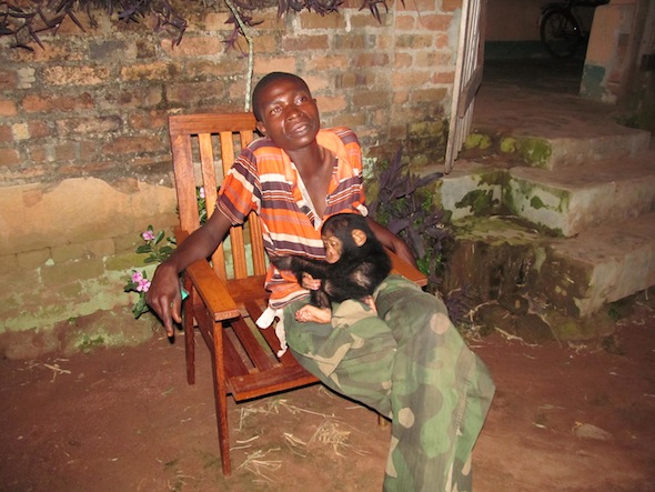 1 drunk soldier with baby chimp